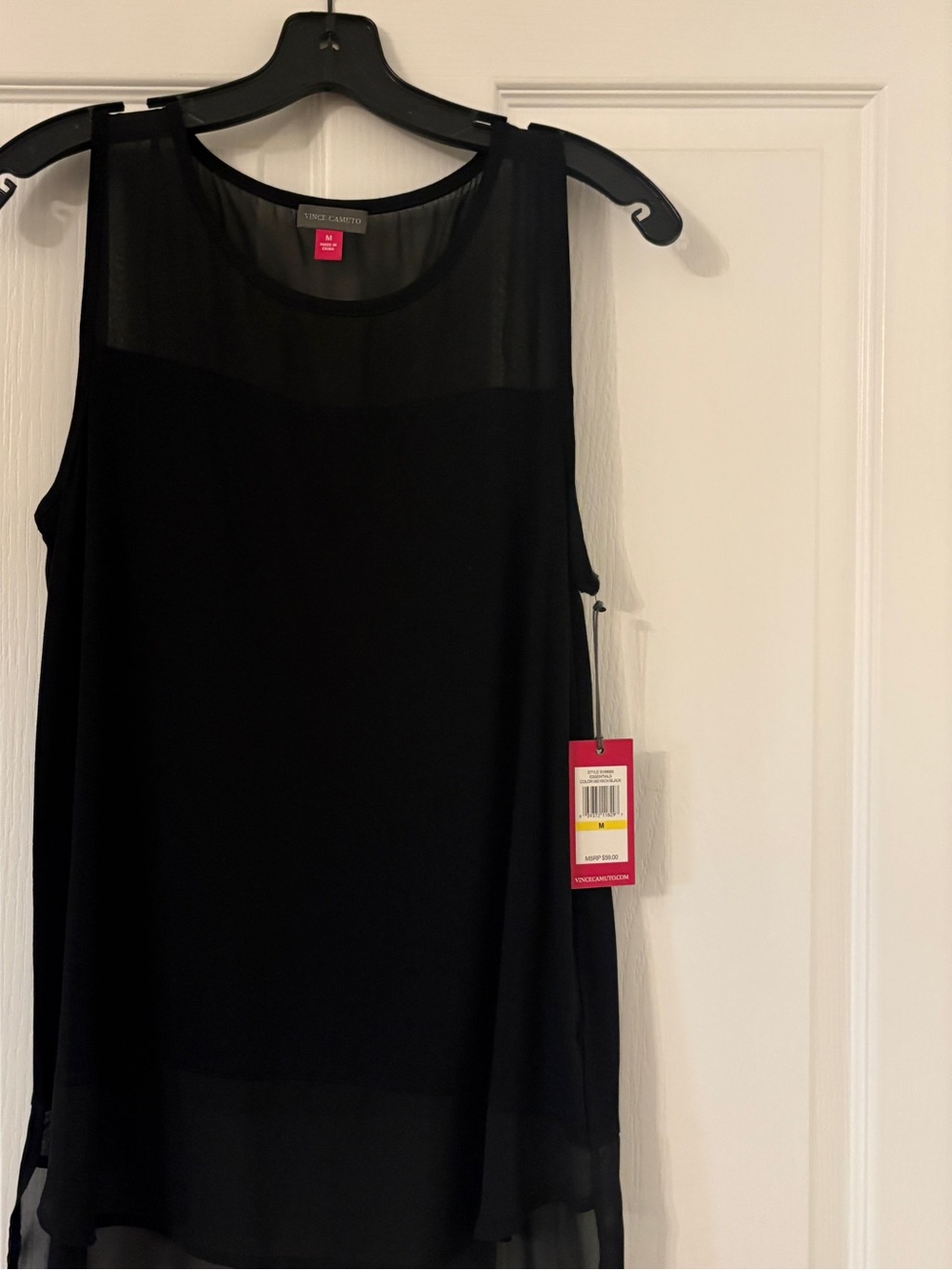 Vince Camuto Black Sleeveless Sheer Yoke Layered Camisole